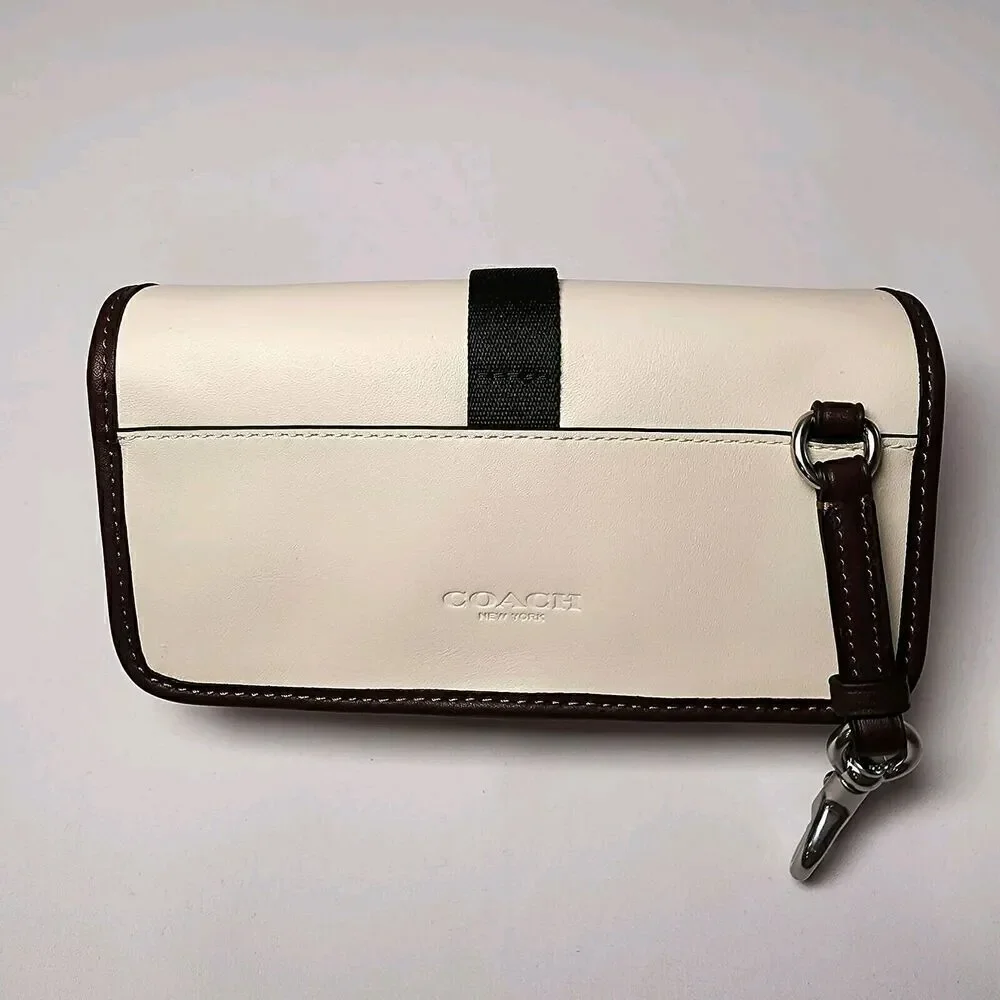 NWT Coach CU238 Leather Racer Pouch In Chalk Maple
